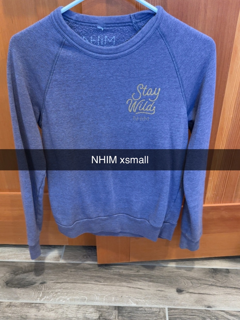 'Stay Wild' Crewneck Sweater in Heather Blue